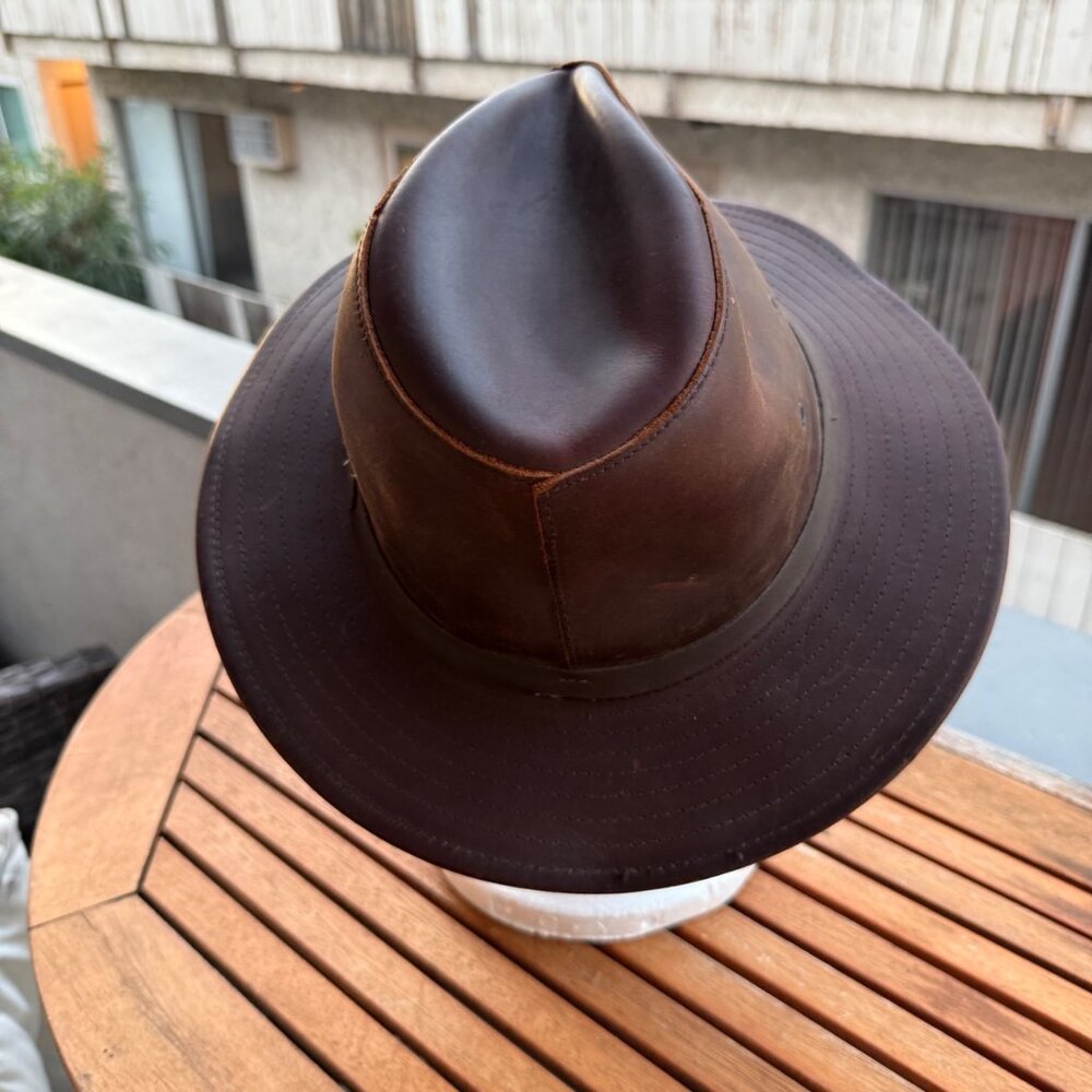 Henschel Hat Co. Brown Leather Fedora - Picture 3 of 7